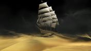 un voilier dans les sables, étrange