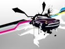 montage photo : la voiture explose le fond