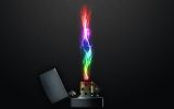 un briquet, flamme rainbow, modèle spécial