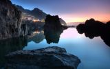accostage nocturne dans la baie, paysage hd