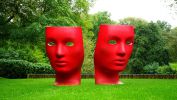 deux-masques-poses-sur-la-pelouse